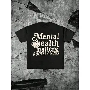 Unisex Mental Health Matters Graphic T-Shirt in 100% Soft Cotton, Casual Short Sleeve Crew Neck Top for Men, Summer Lounge Wear