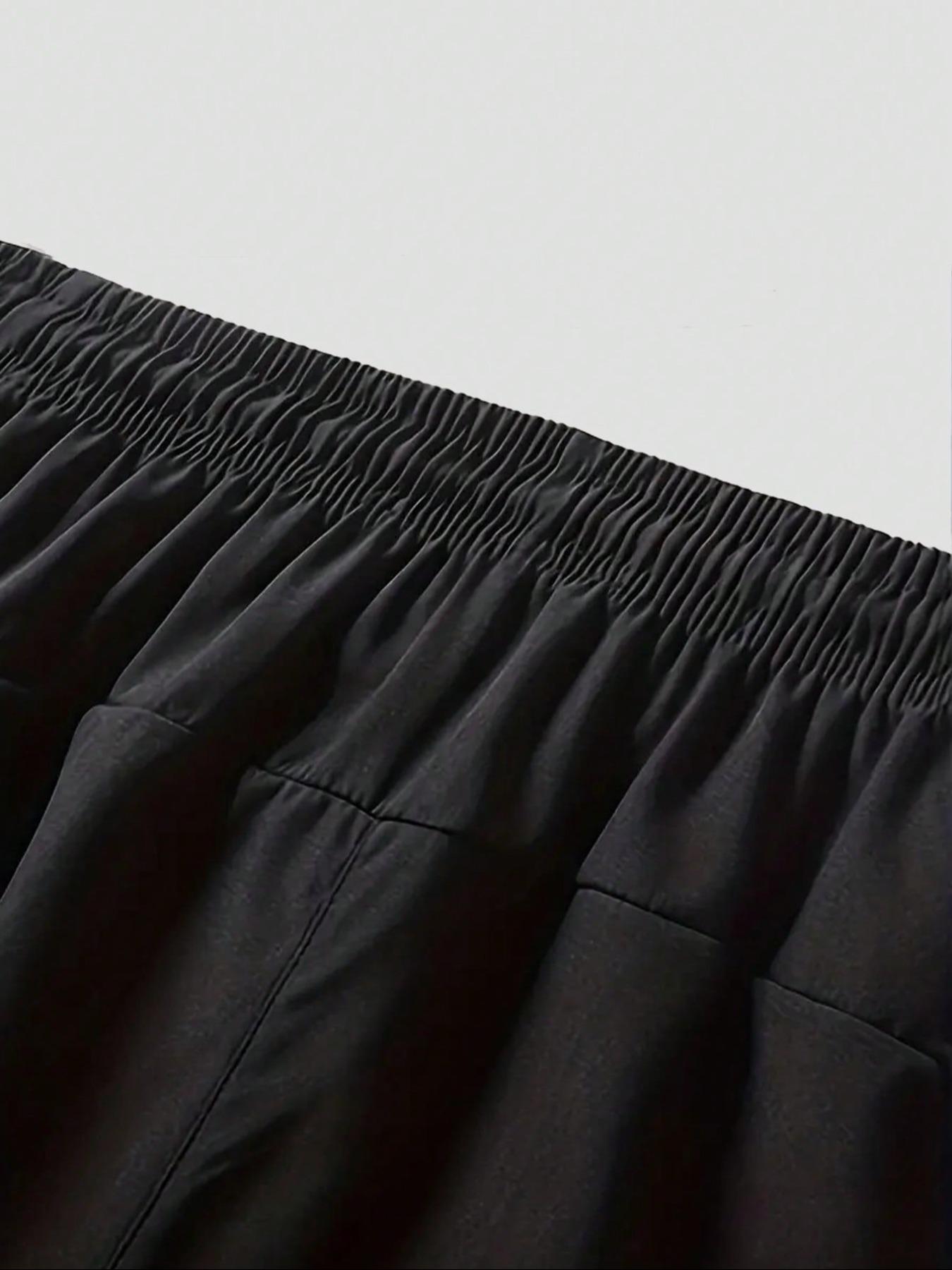 Men's Solid Color Zipper Pocket Shorts, Breathable Comfortable Shorts, Casual Men's Shorts for Beach Vacation