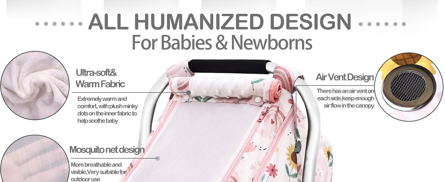 Baby Car Seat Cover,YVMVDV Patented Cold Weather Carseat Cover for Babies,Infant Car Seat Cover Canopy for Boy Girls, Keeps Babies Warm and Cozy (Rainbow)
