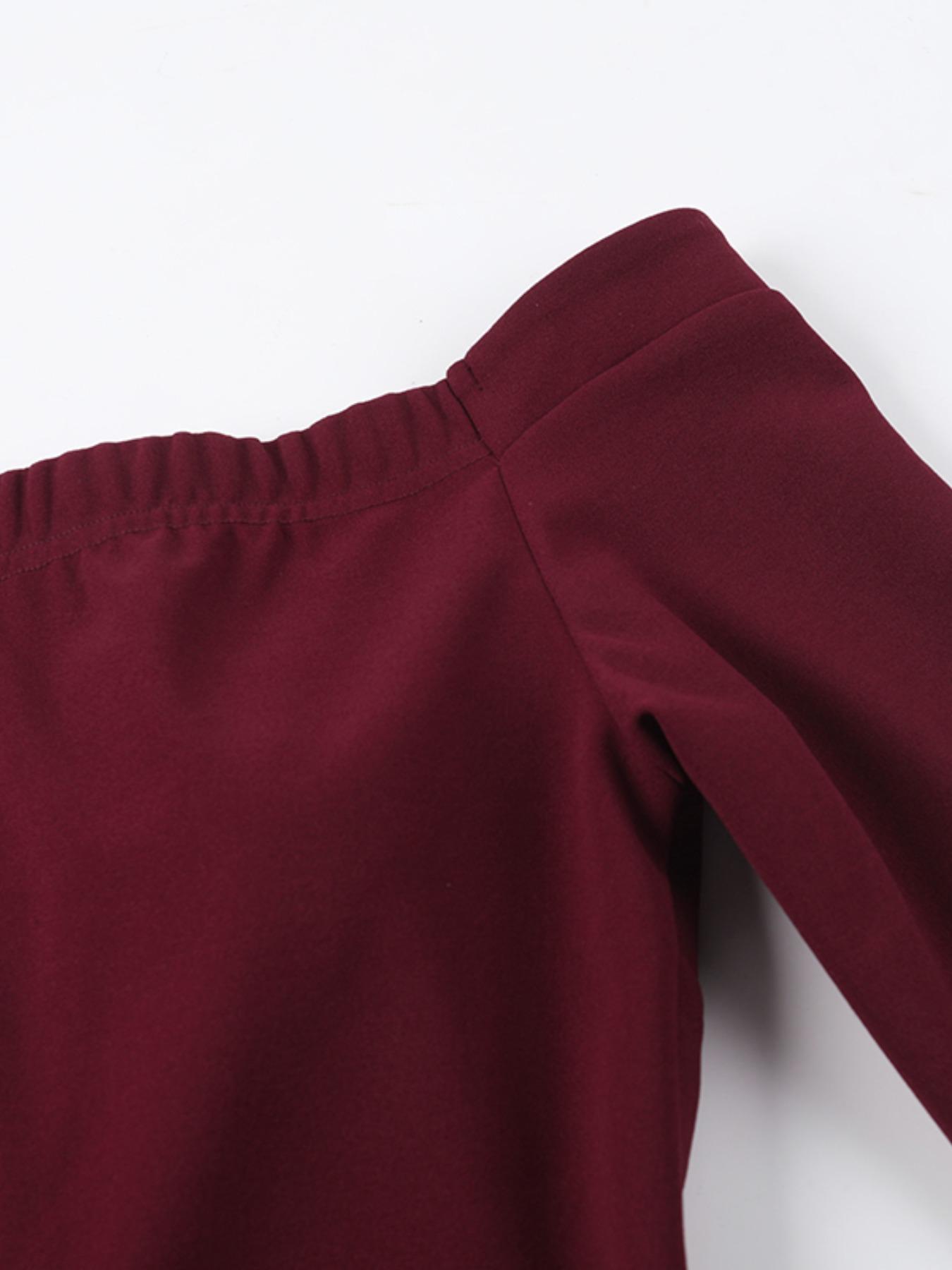 Women's Solid Off Shoulder Dress, Elegant Long Sleeve A Line Dress for Party & Wedding, Ladies Spring & Fall Clothes