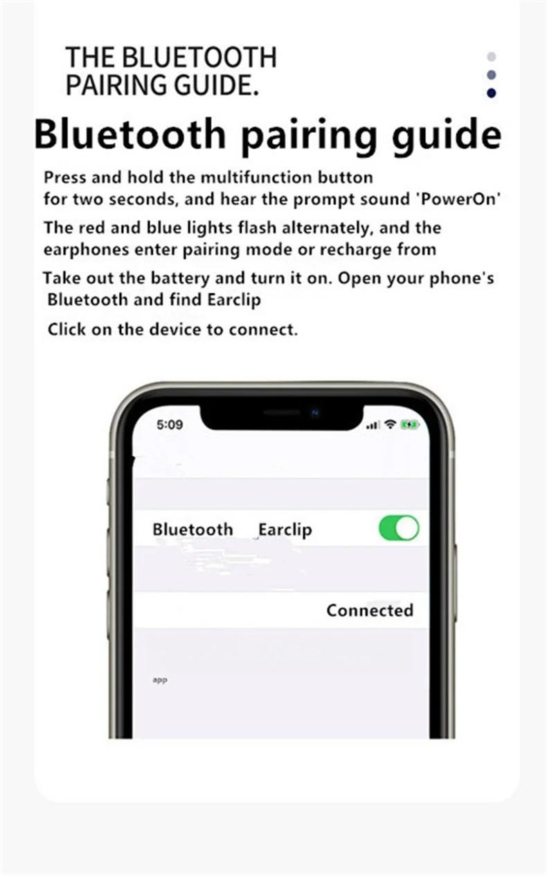Earphone Clip Wireless Bluetooth Headphone Bone Conduction Headset High Quality TWS Auriculares Sport Noise Canceling With Mic