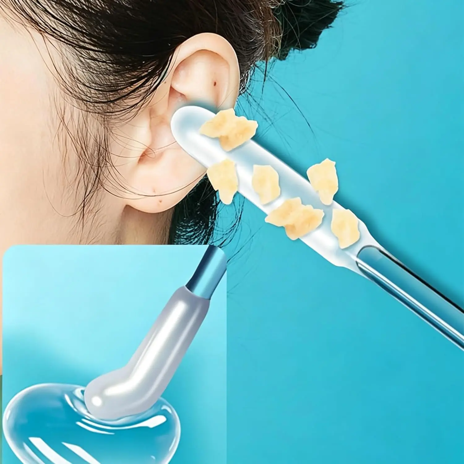 Sticky Ear Cleaning Stick, 48PCS Reusable Silicone Adhesive Ear Wax Removal Tools, Soft Earpick Swabs with Dust Cover, Portable Gentle Ear Care Kit  All Ages