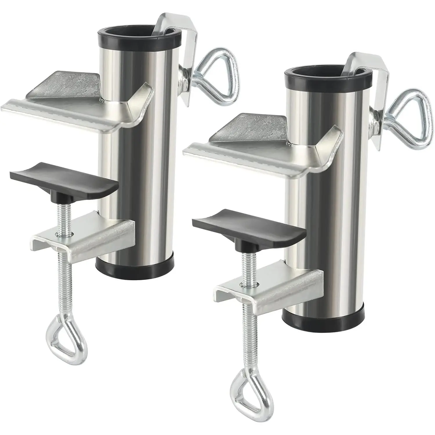 2 count Heavy Duty Umbrella Clamp Galvanised Thickening Adjustable Deck Mount | Patio Balcony Railing Umbrella Holder for Deck Railing Bench Chair Clamp Beach Fishing Fence Benches Deck Tailgates