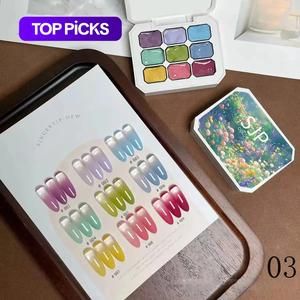 9 color smudge gradual change painted glue palette, 1 count long lasting nail polish, colorful nail products for all styles and occasions, nail polish pastel colors