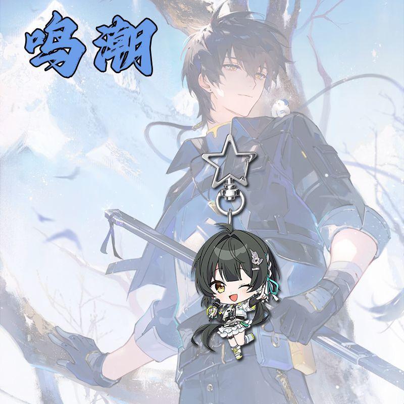 Anime Ciaccona Carlotta Wuthering Waves Q-version Star KeyChain Key Chain Pendant Kawaii Figure Acrylic Keyring Birthday Gifts