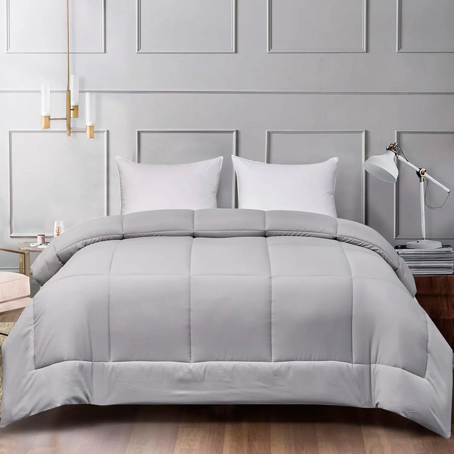 Blue Ridge Home Fashions All Season Comforter King Size, GentleSoft Down Alternative Duvet Insert, Breathable Bed Comforter for Adult/Students Machine Washable Blanket, White/