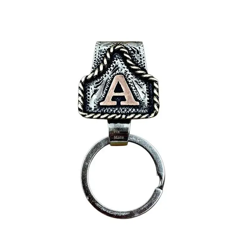 Handmade Cow Tag Belt Key Holder with Copper Initial, Custom Made,Texas-Based,Fashion Jewelry Accessories