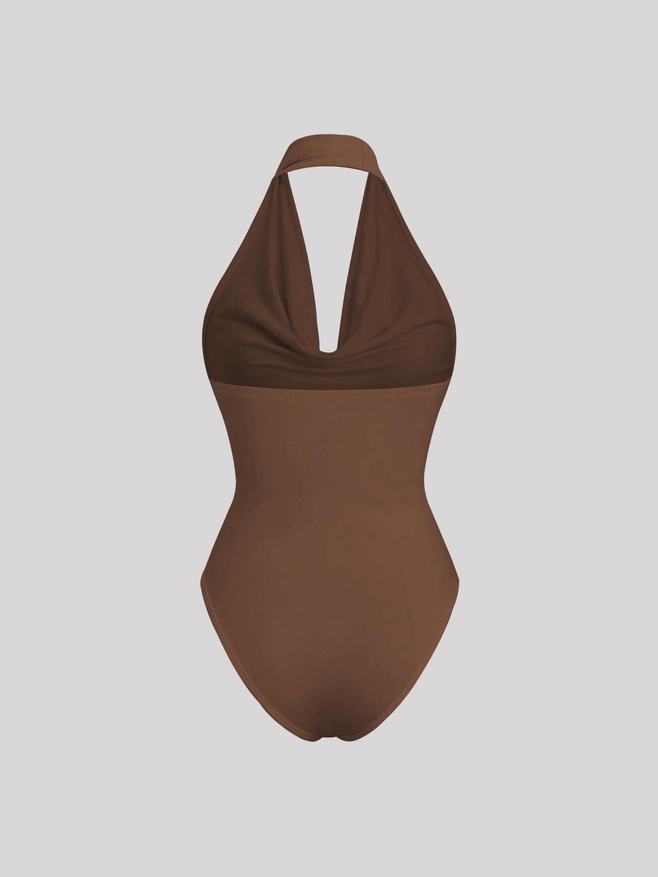 Women's Solid Color Halter Neck Bodysuit, Backless Tank Bodysuit, Casual Sleeveless Bodysuit for Daily Wear, Ladies Clothes for All Seasons, Womenswear