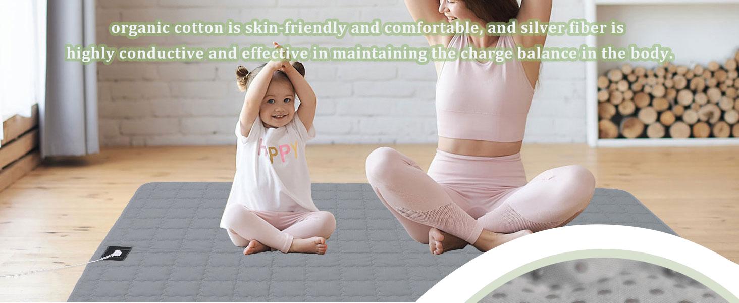 Grounding Mat Cotton Bed Pad Silver Fiber Quilted Grounded Play Mat 34.2x50 in Earth Connected Cloud Bedding with Cord