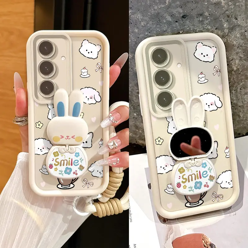 3pcs( cartoon puppy phone Case+Lanyard+Stand)) For Galaxy S24FE/S24/S26Ultra/S25Ultra/S25Plus/S25/S25FE/S26Plus/S26/S22/S20Lite/S20FE/S23FE/S23 For Galaxy A26/A25/A32/A32/A24/A21s/A55/A54/A56/A57/A52s/A52/A52/A71/A06/A04s For M02/M36F36/M12/M32 Phone Case