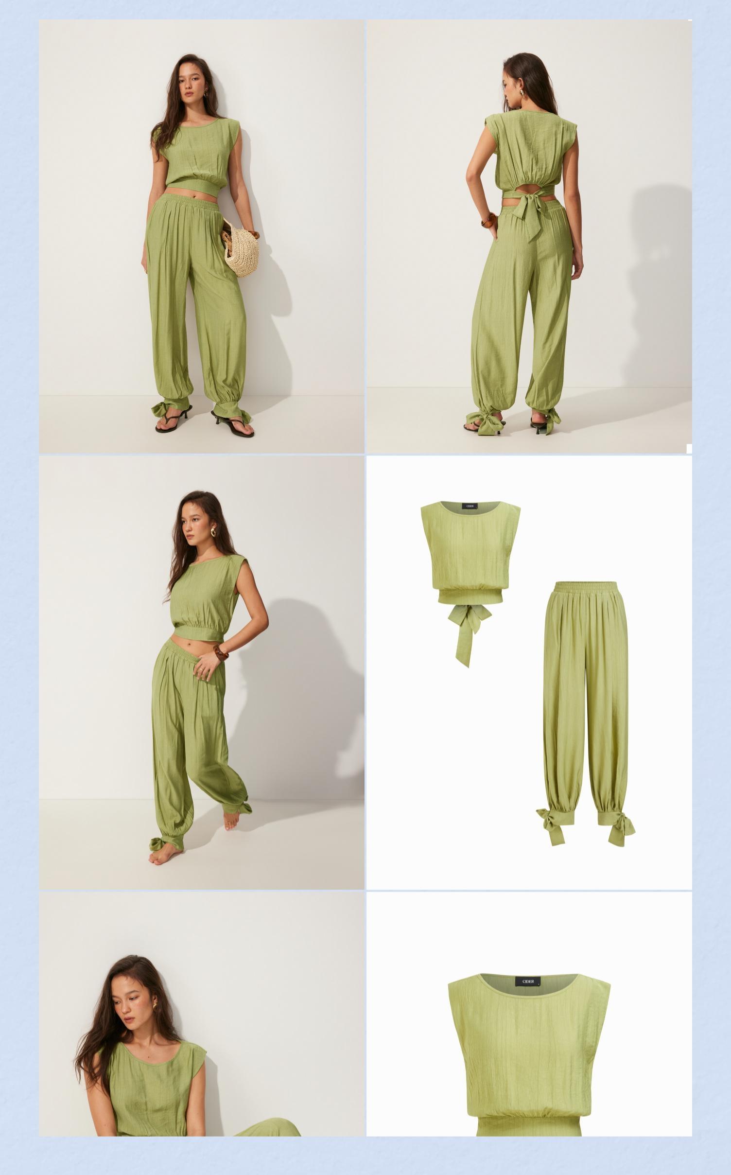 Cider Textured Boat Neck Cut Out Knotted Top & Mid Rise Jogger Pants Set