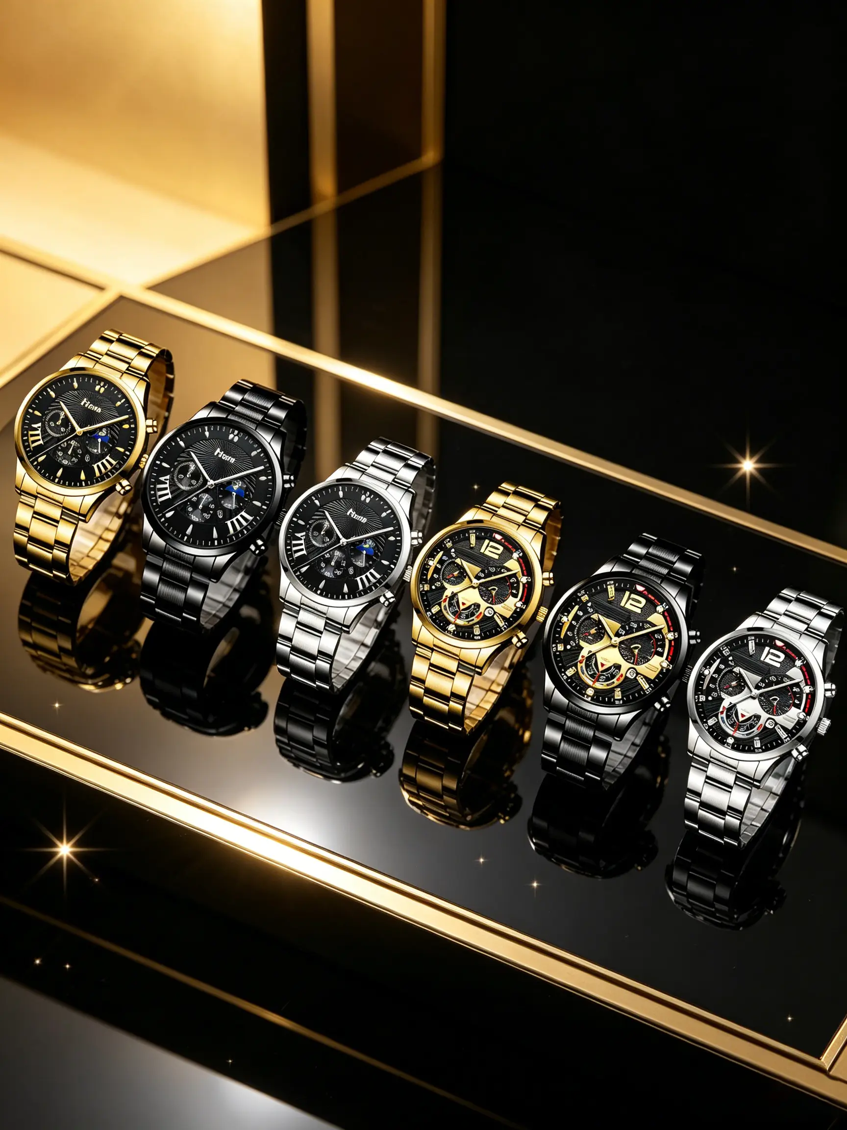 6pcs Men's Multifunctional Steel Band Watch, Analog Quartz Watches, Business Fashion Quartz Watch, Perfect Gift for Father's Day, Graduation, Birthday