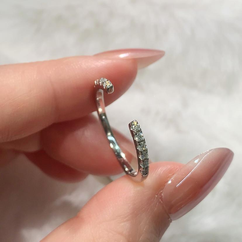 S925 Sterling Silver Adjustable Open Stackable Moissanite Ring-291(50%)