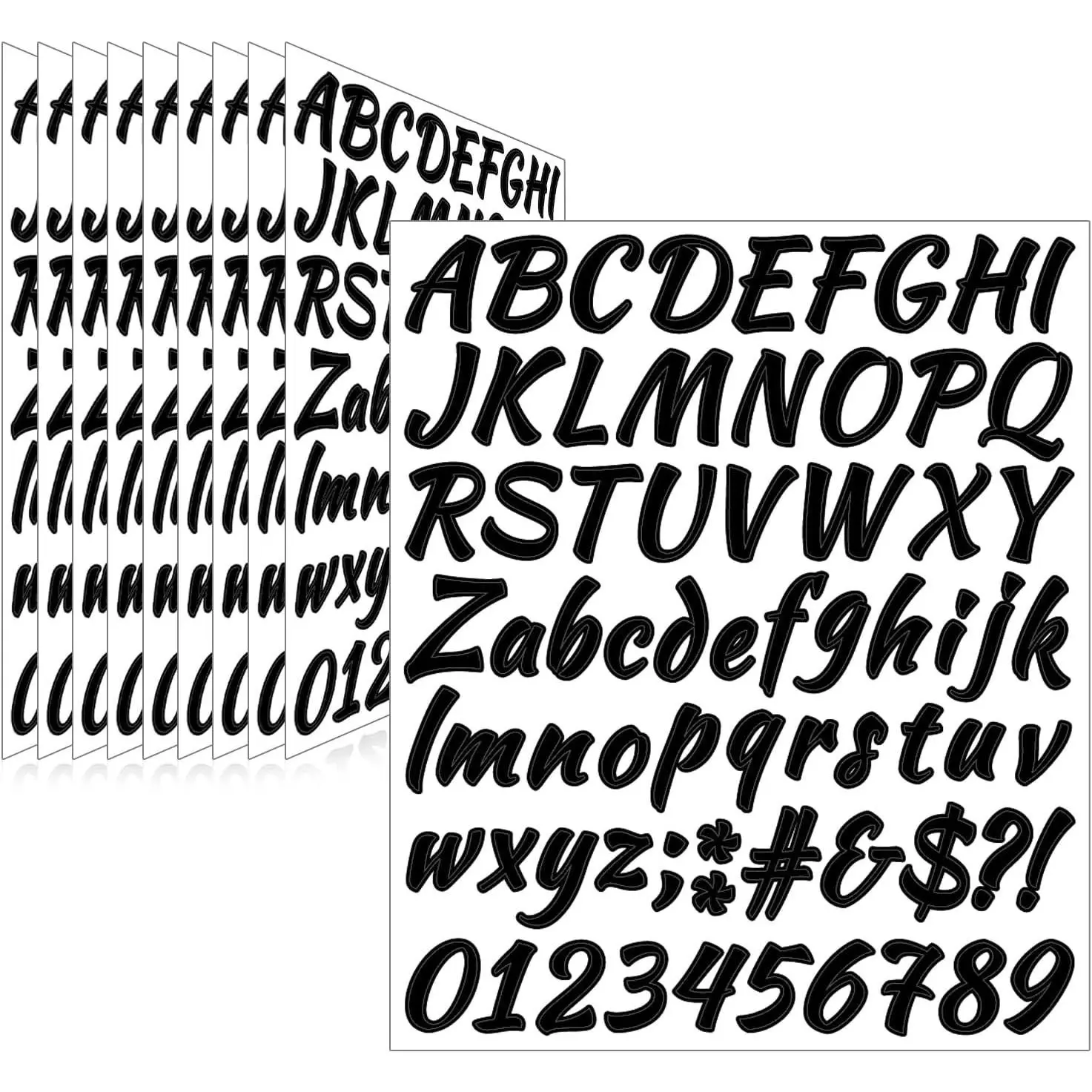 Black 1-Inch Self-Adhesive Waterproof Vinyl Lettering Stickers - 710 Pcs, 10 Sheets, Alphabet Decals for Mailbox, Water Bottle, Laptop