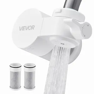 【DealsForYouDays】VEVOR Faucet Mount Water Filter, Horizontal Water Purifier for Sink Tap, Carbon Fiber Filter, Removes Chlorine Lead with 3 Filters, Fits Most Kitchen or Bathroom Faucets, White