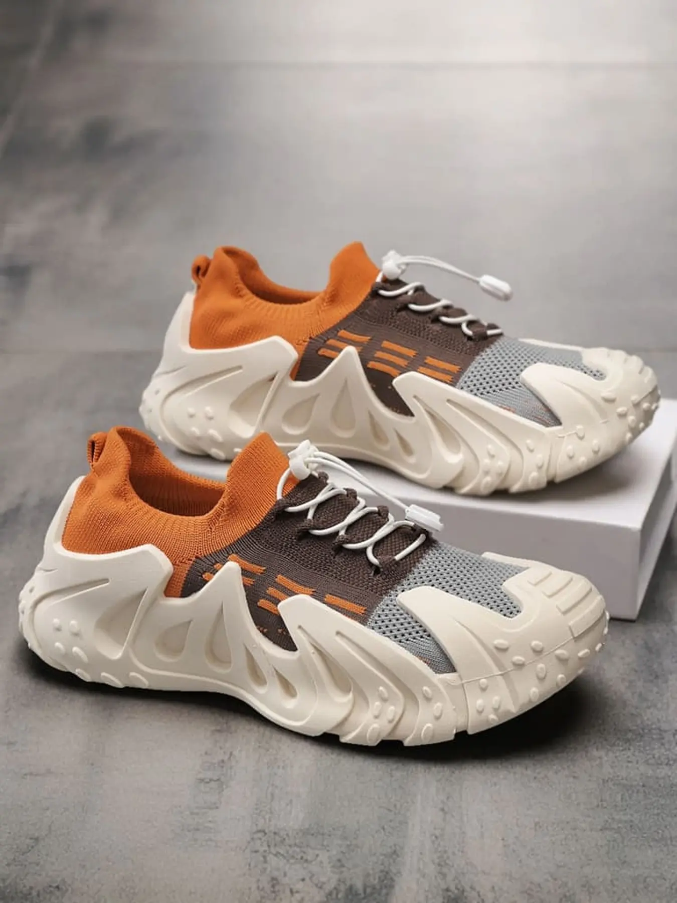 Men trendy irregular sock sneakers flyknit breathable anti-slip sole Nonslip Trainers comfy for city strolls store visits