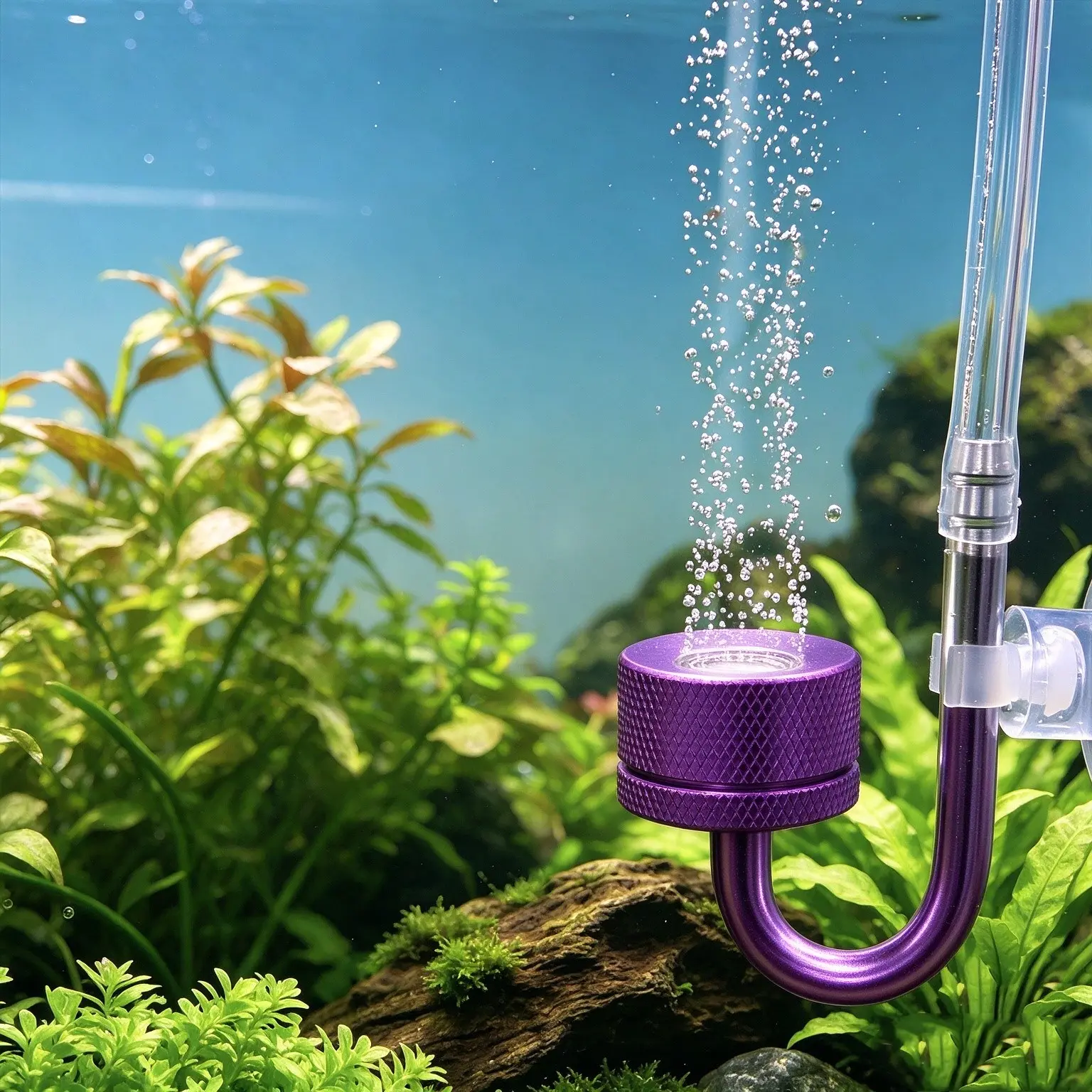 Aluminum Alloy Co2 Diffuser, Aquarium Co2 Bubble Refiner with Suction Cup, Fine Bubbles for Fish Health, Plant Growth, Ideal for Small Tanks