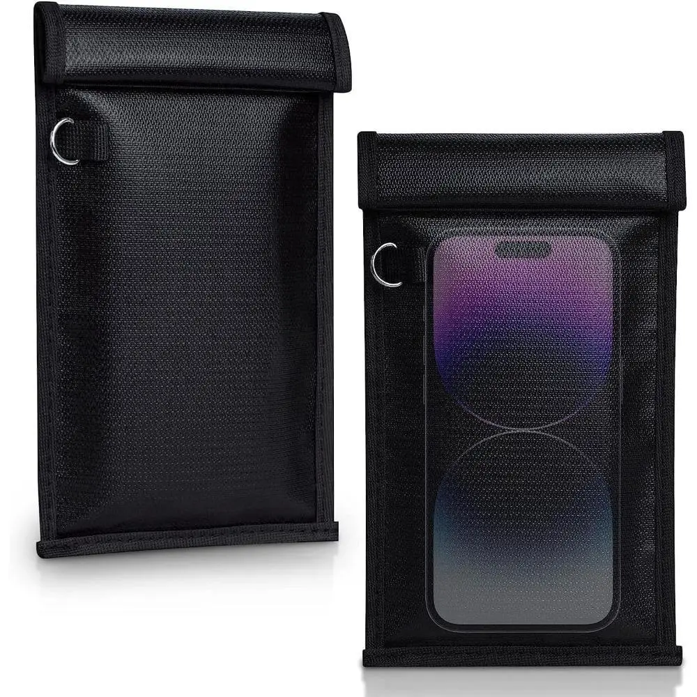2-Pack Military Grade Fireproof Waterproof Faraday Organiser Bags, Signal Blocking Pouch for Cell Phones & Car Keys, RFID GPS WIFI NFC Blocker, Anti-Tracking Privacy Shield for Daily Travel