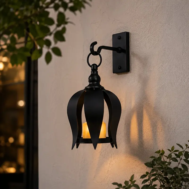 Metal Candle Holder Lantern, Indoor Outdoor Decorative Lantern, Hanging Lantern for Patio Balcony Fireplace, Fits Pillar Candles and Blue Candles