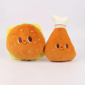 1pc Hamburger-Shaped Pillow And Plush Toy Resembling Chicken Legs, Designed As Cartoon Food Snacks. Ideal for Sofa Cushions, Valentine'S Gifts, And Room Decoration
