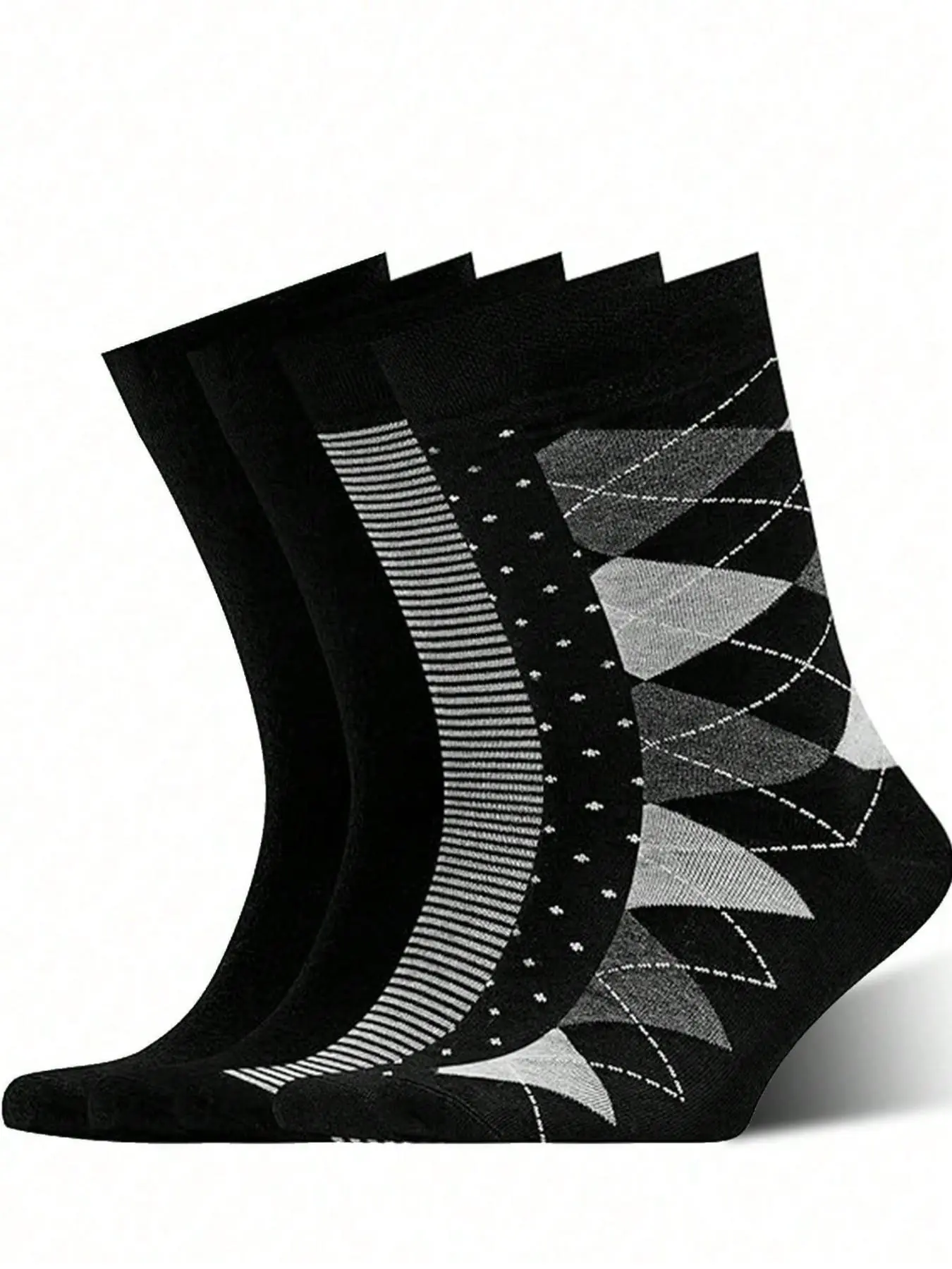 5 Pairs Men's High Top Socks, Solid Color, European and American Sizes, Long Tube Socks, Anti-Odor, Thick Winter Business Socks