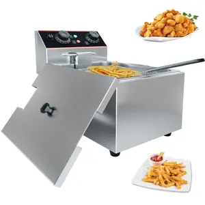 Garvee Commercial Electric Deep Fryers in Stainless Steel with Capacities from 6L to 23QT, Featuring Single/Double Baskets, Adjustable Temperature, and Power Ranges 1500W-3000W for Restaurant and Home Use