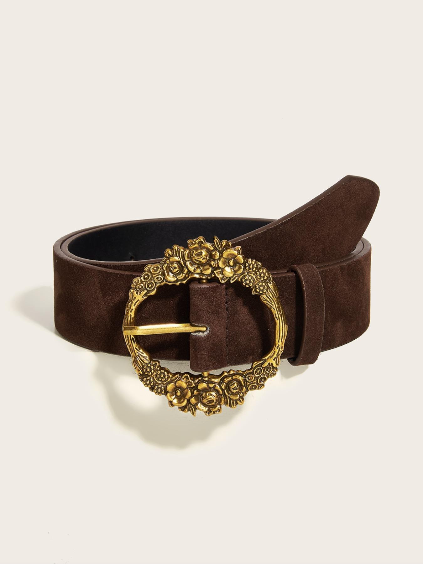 Boho Style Vintage Gold Round Buckle Belt, Fashionable Pu  display picture 2