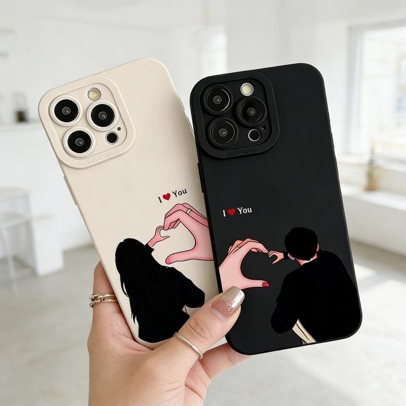Couple Hand-Holding Design 2-Piece iPhone Case Set, Shockproof TPU Protection Cover for Multiple iPhone Models, Durable Mobile Phone Accessory