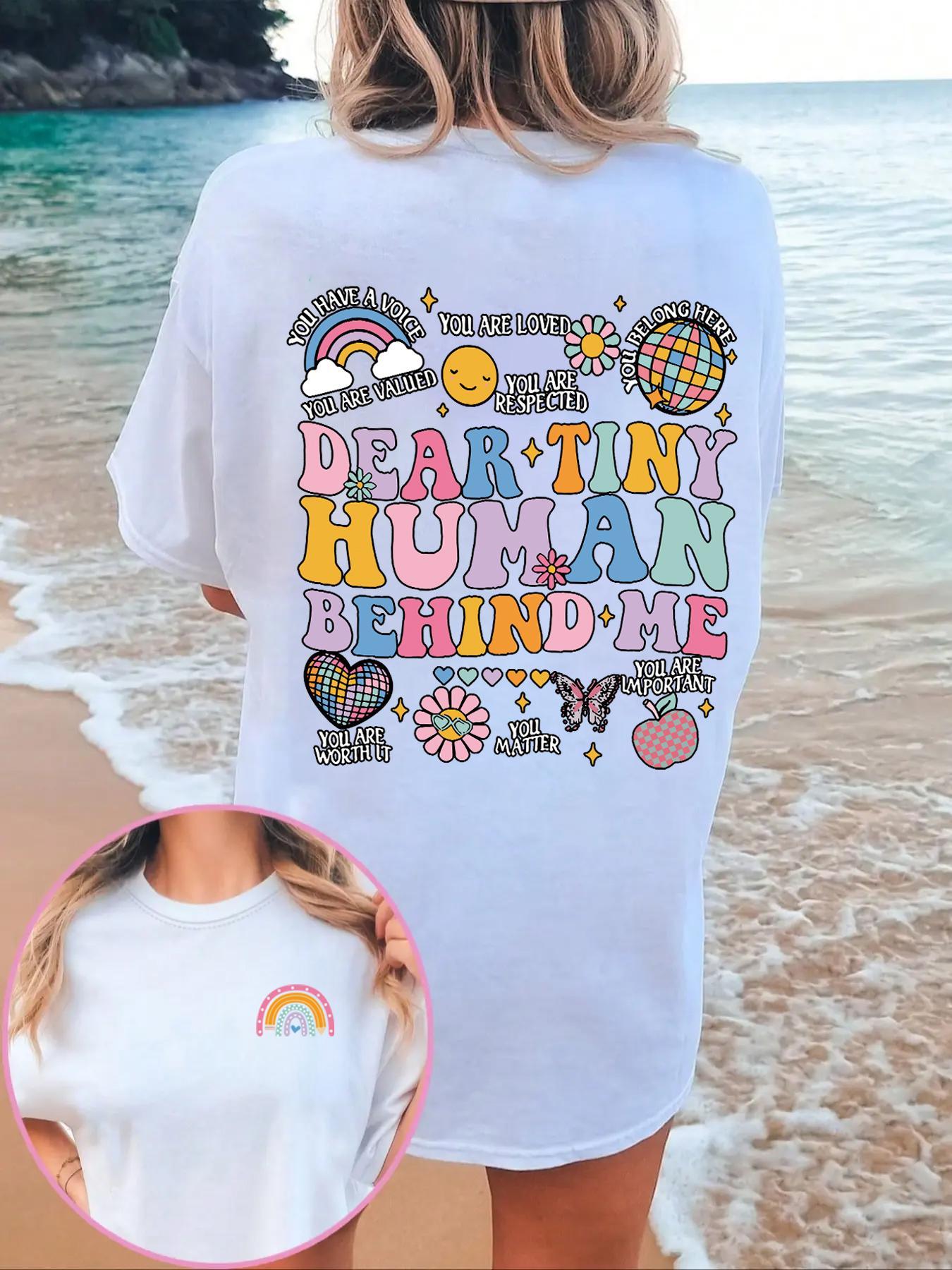 Women's Rainbow & Letter & Floral Print Round Neck Graphic Tee, T Shirts for Women, Vintage Trendy Boho Casual Summer Streetwear Short Sleeve T-shirt for Daily Wear, Ladies Summer Outfit Womenswear Apparel T Shirt Women's Rainbow & Letter & Floral Print Round Neck Graphic Tee, T Shirts for Women, Vintage Trendy Boho Casual Summer Streetwear Short Sleeve T-shirt for Daily Wear, Ladies Summer Outfit Womenswear Apparel T Shirt