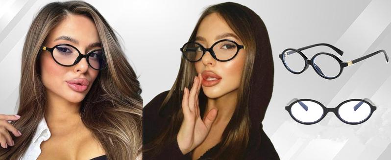 Vintage Oval Blue Light Glasses for Men & Women Retro Small Frame Flat Top Eyewear Clear Lens Lightweight Comfortable Fit for Screen Use Office Gaming Travel Daily Wear