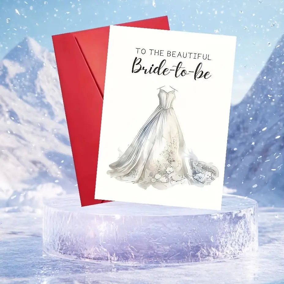 Elegant Bride Wedding Greeting Card, Streamlined Design, Tear-Seal Closure, Envelope, High-Quality Paper, Bridesmaid Gifts