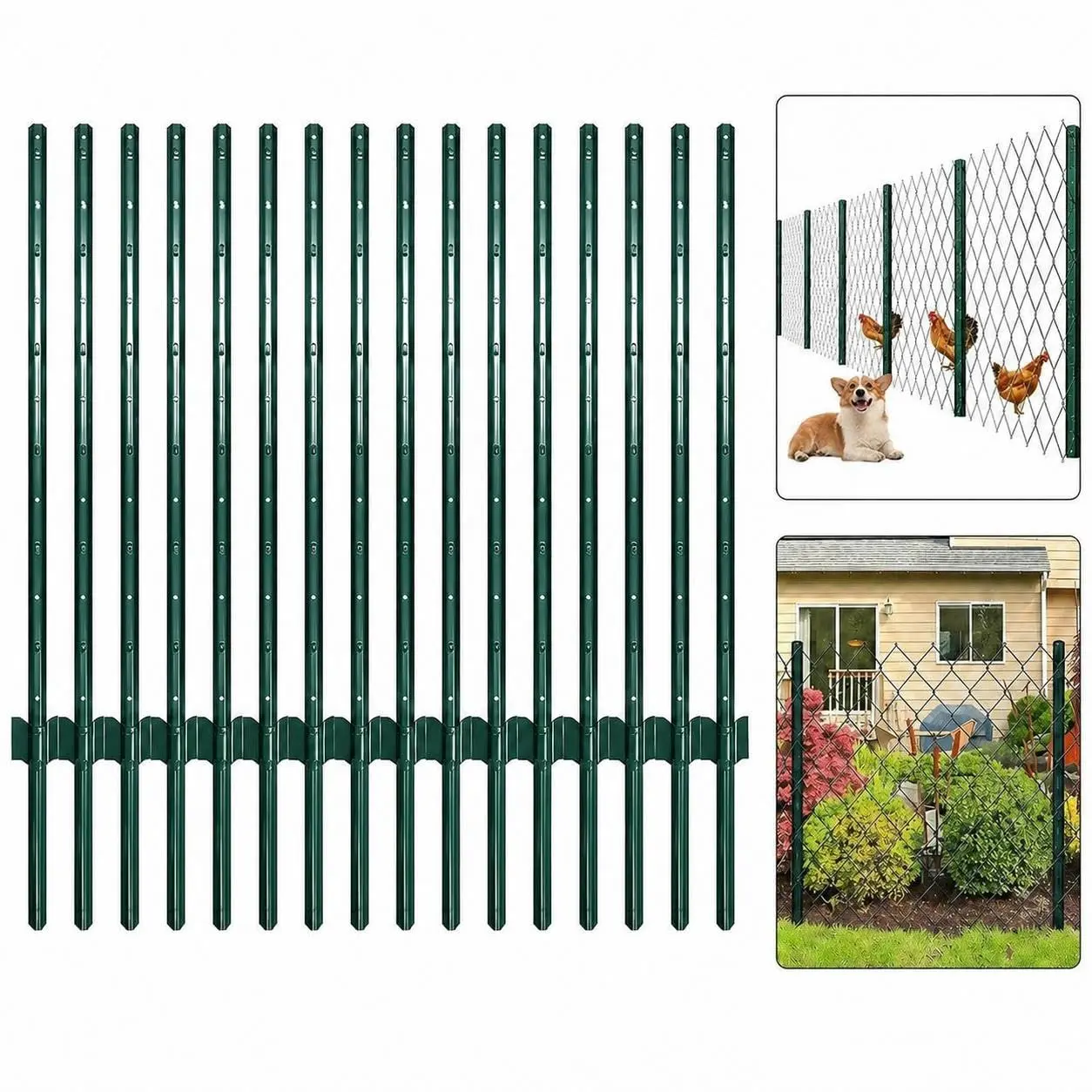 Metal Fence Posts,Steel U-Channel Fence Poles, No-Dig Step-in Garden Stakes