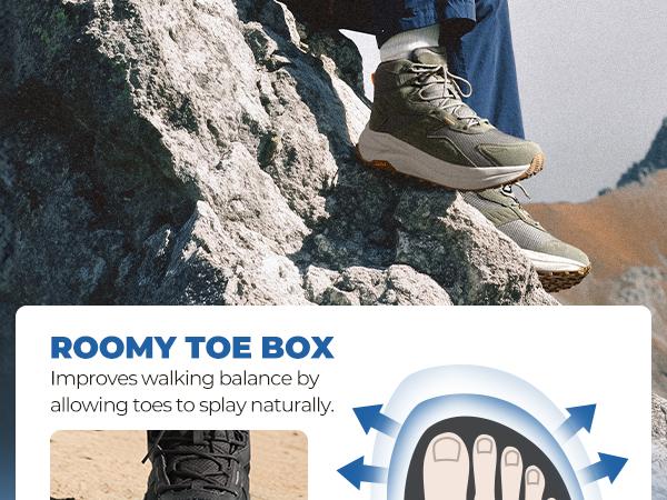 【WATERPROOFING】NORTIV 8 Men's Wide Toe Box Hiking Boots Waterproof Outdoor Trekking Camping Shoes for Plantar Fasciitis Bunion with Durable Craftsmanship & Comfortable EVA Midsole 5mm Heel-To-Toe-Drop SpringStatements