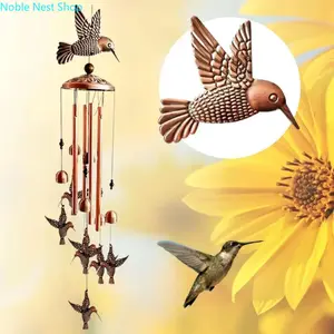 Hummingbird Aluminum Wind Chimes, Tuned Clear Melodic Tone Hanging Ornament, Decor for Patio Yard Garden, Heartfelt Memorial Sympathy Gift for Loved Ones