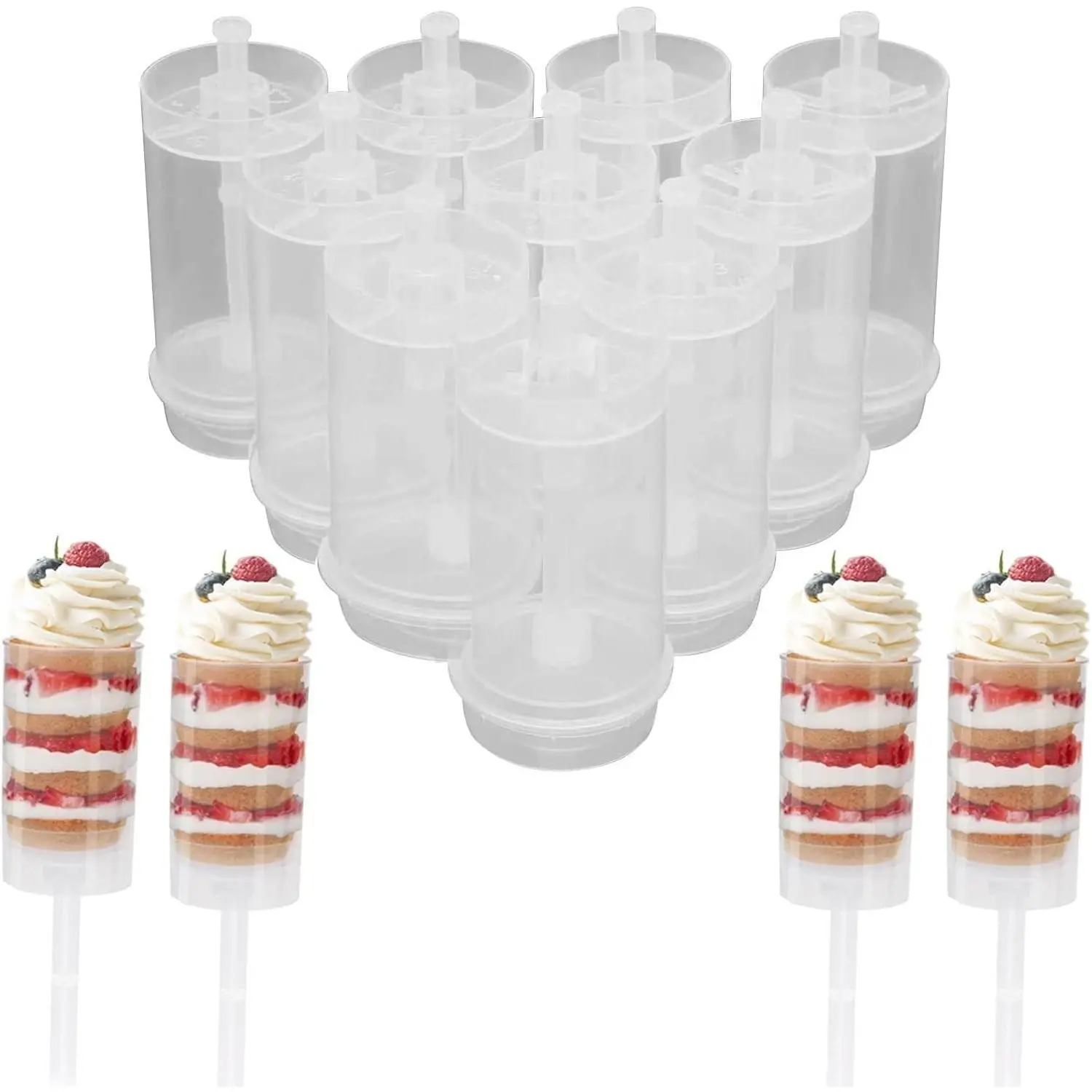 10 Pack Cake Push Pop Containers With Lids For Cupcake Confetti Homemade Ice Cream Desserts
