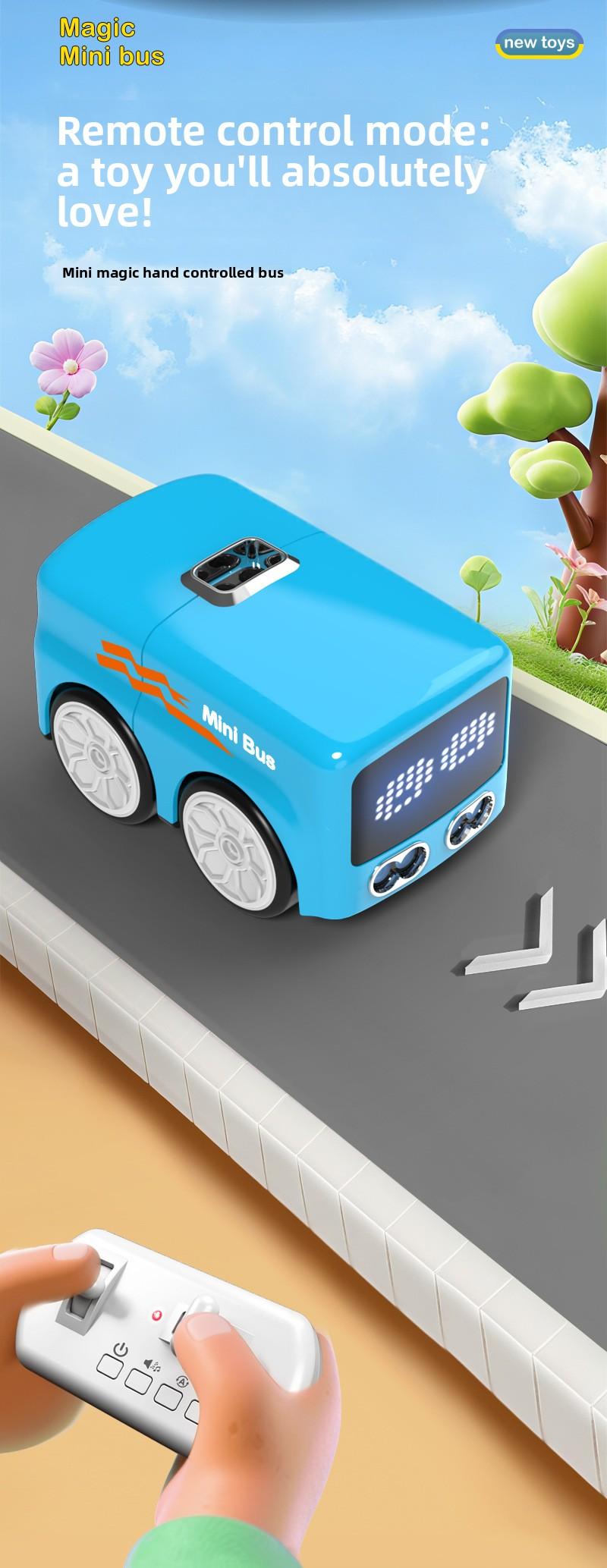 Magic Gesture Control Mini Bus Toy Smart Obstacle Avoidance RC Car Hand Sensor Follow Toy Kids Interactive Desk Toy Mini Remote Control Car LED Face Expression Cute Robot Car Gift for Boys Girls Birthday Easter Gift