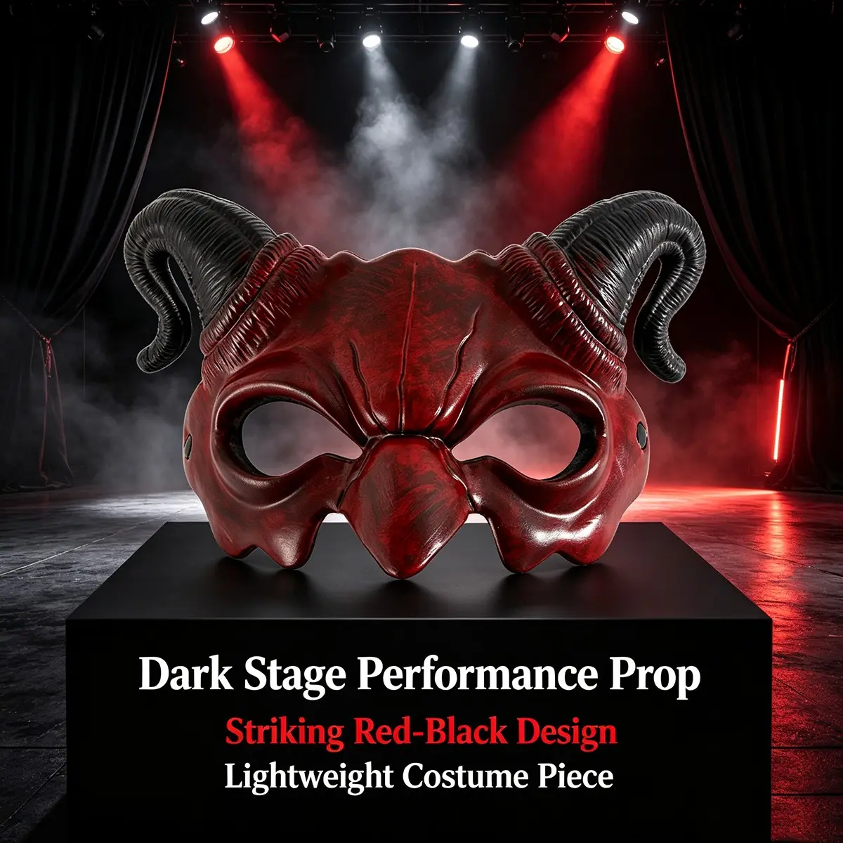 1pc Devil Half Face Mask, Halloween Party Costume Prop, Carnival Festival Accessory, Makeup Dressing Item, Foreign Trade Product