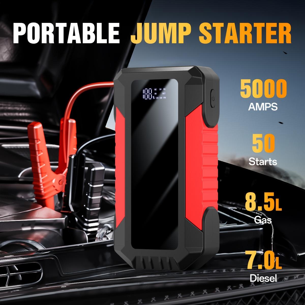 12V Portable Car Jump Starter with Tire Inflator, 2-in-1 Emergency Power Pack with Air Compressor, Power Bank & LED Light Kit Removal Set Tool