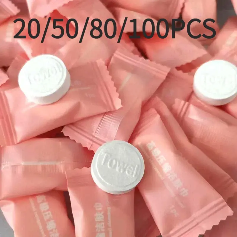 20/50/80/100PCS Mini Compressed Towel Disposable Capsules Towel Magic Face Care Tablet Outdoor Travel Cloth Wipes Paper Tissue Face Skin Towels Facial Towel