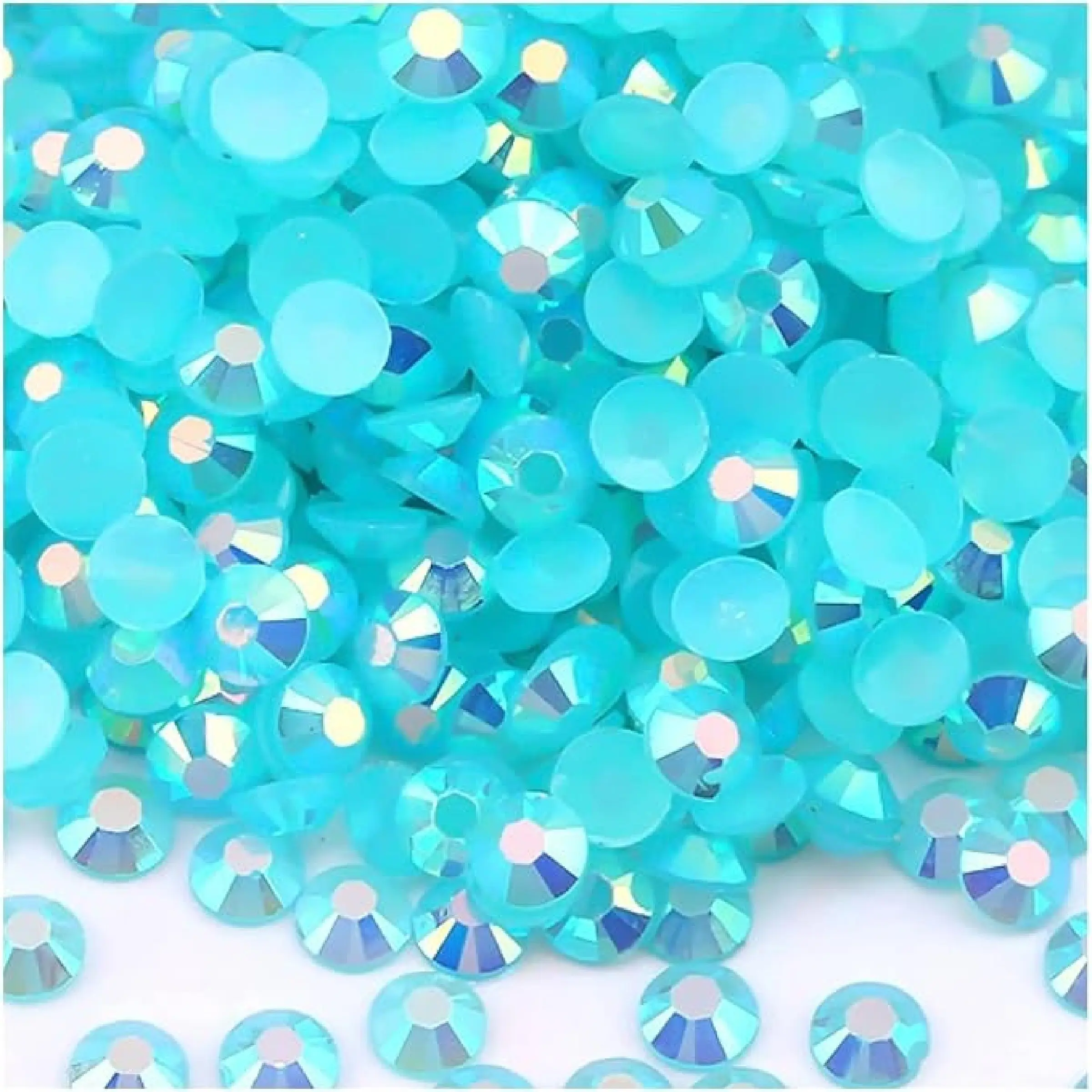 2000/5000pcs 3-4mm Peacock Blue Resin Rhinestones, Round Jelly Gemstones for Accessories, Shoes, Clothes, Cosmetics, Bags, Decoration