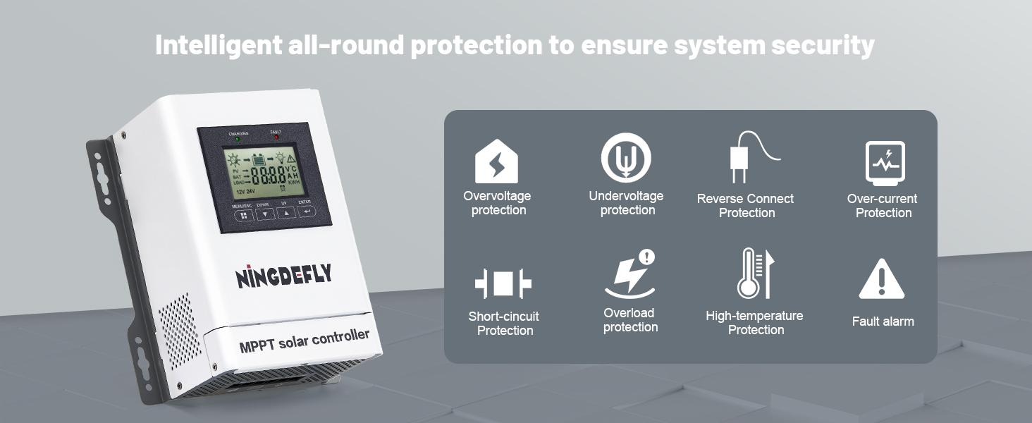 30A Mppt Charge Controller 12V 24V Panel Charge Controller Intelligent Regulator with LCD Display Charge for Gel LiFePO4 SLD FLD Batteries