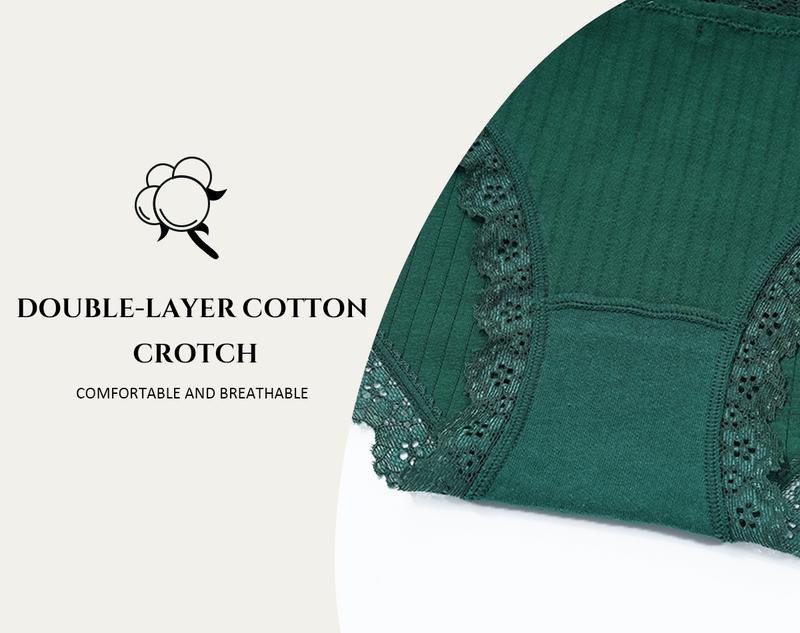 LEVAO 3/6 Pack Cotton Underwear for Women Breathable Lace Bikini Panties Ladies Hipster Underpants S-XXL Fit Clothes