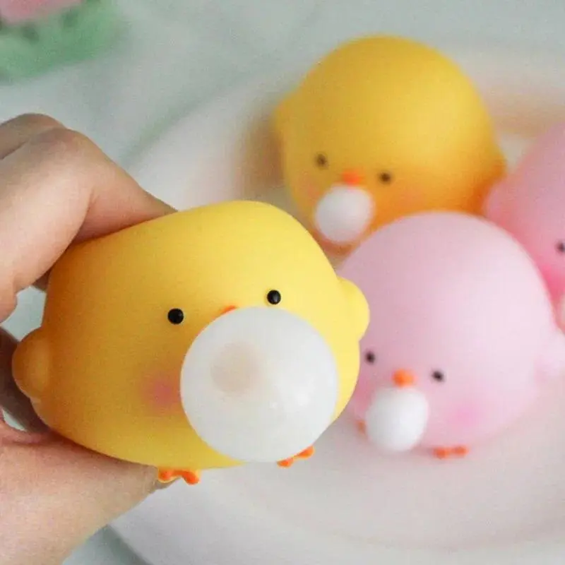 Cute Blow Bubble Chick Pop Out Squishy  Toys Decompression   Relief Squeeze Toy For Adults Kids Party Favors hypnotic kawaii relief toy