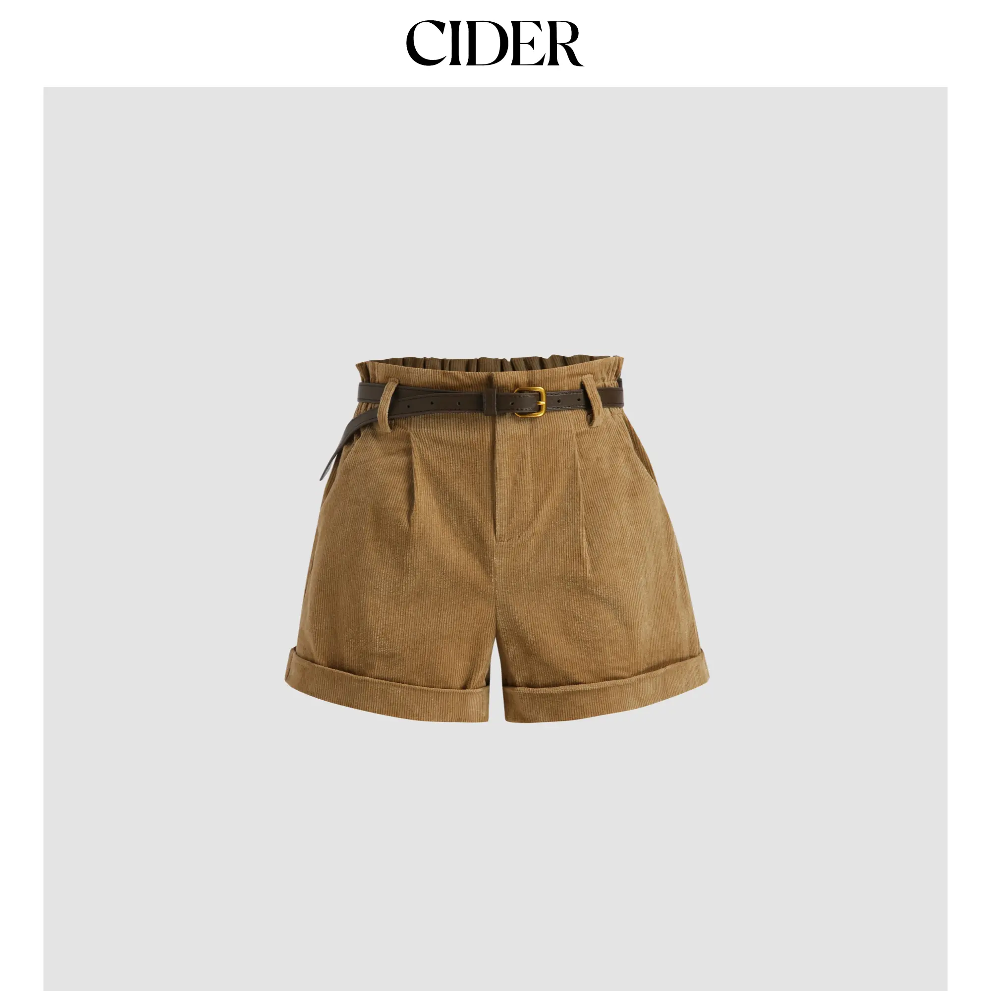 Cider [4 colors, size 0-26] Camel Corduroy Mini Shorts