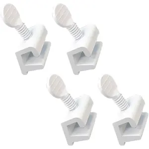 4 Pack White Coated Aluminum Single Small Sliding Window Security Lock, Made in Taiwan