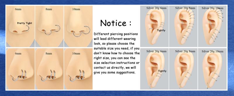 Milacolato 1count G23 Titanium Nose Rings Hoops Hypoallergenic Conch Piercing Jewelry 16G 18G 20G Hinged Segment CZ Paved Clicker Rings for Septum Cartilage Daith Helix Rook Tragus Ear Lobe Earrings for Women Men 6mm/8mm/10mm