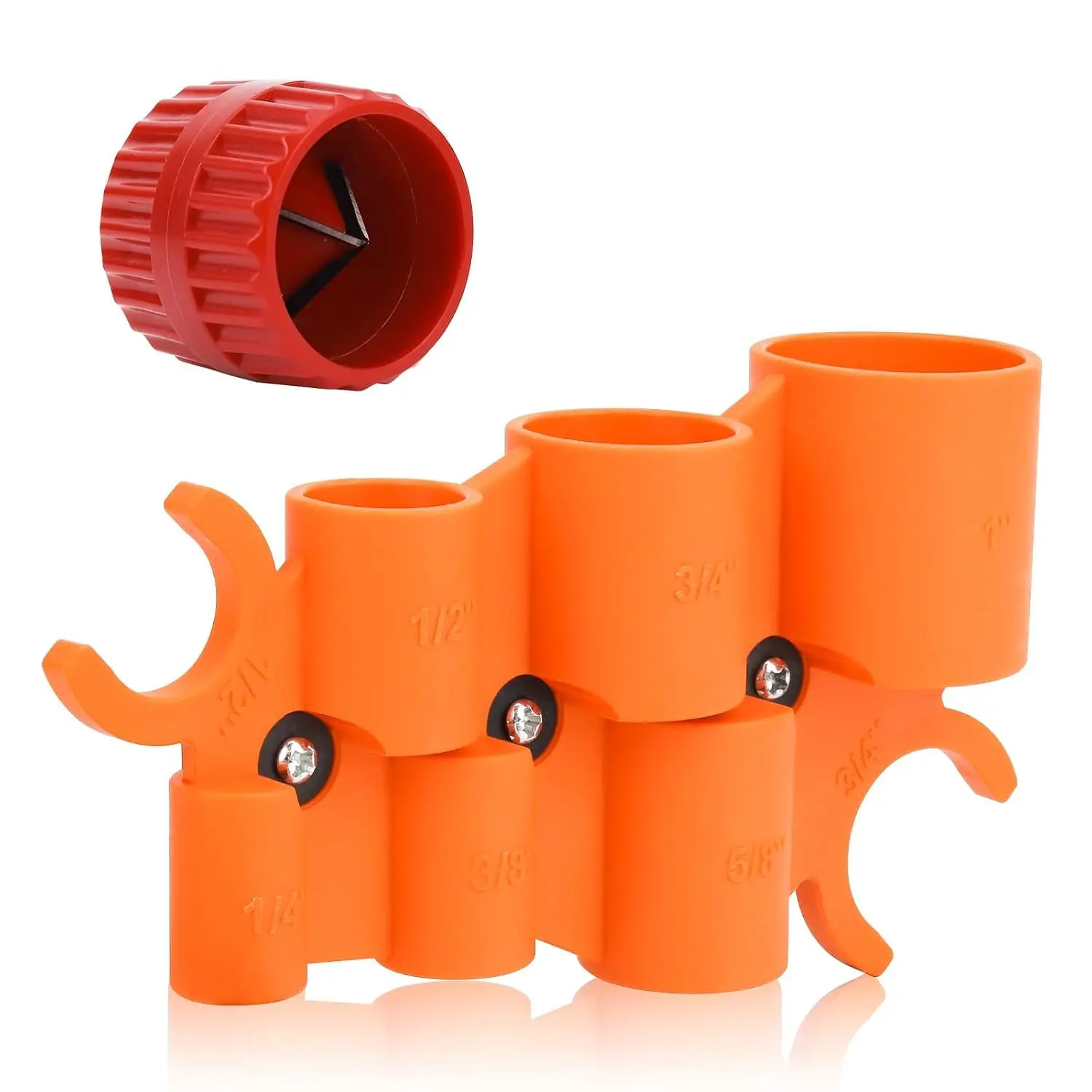 1/4'' - 1'' Depth Gauge with Pipe Deburring Tool Kit, 1/8'' to 1-5/8'' Inner Outer Reamer Pipe Deburring Tubing Chamfer Tool for PVC, PPR, Brass, CPVC, ,  Pipes