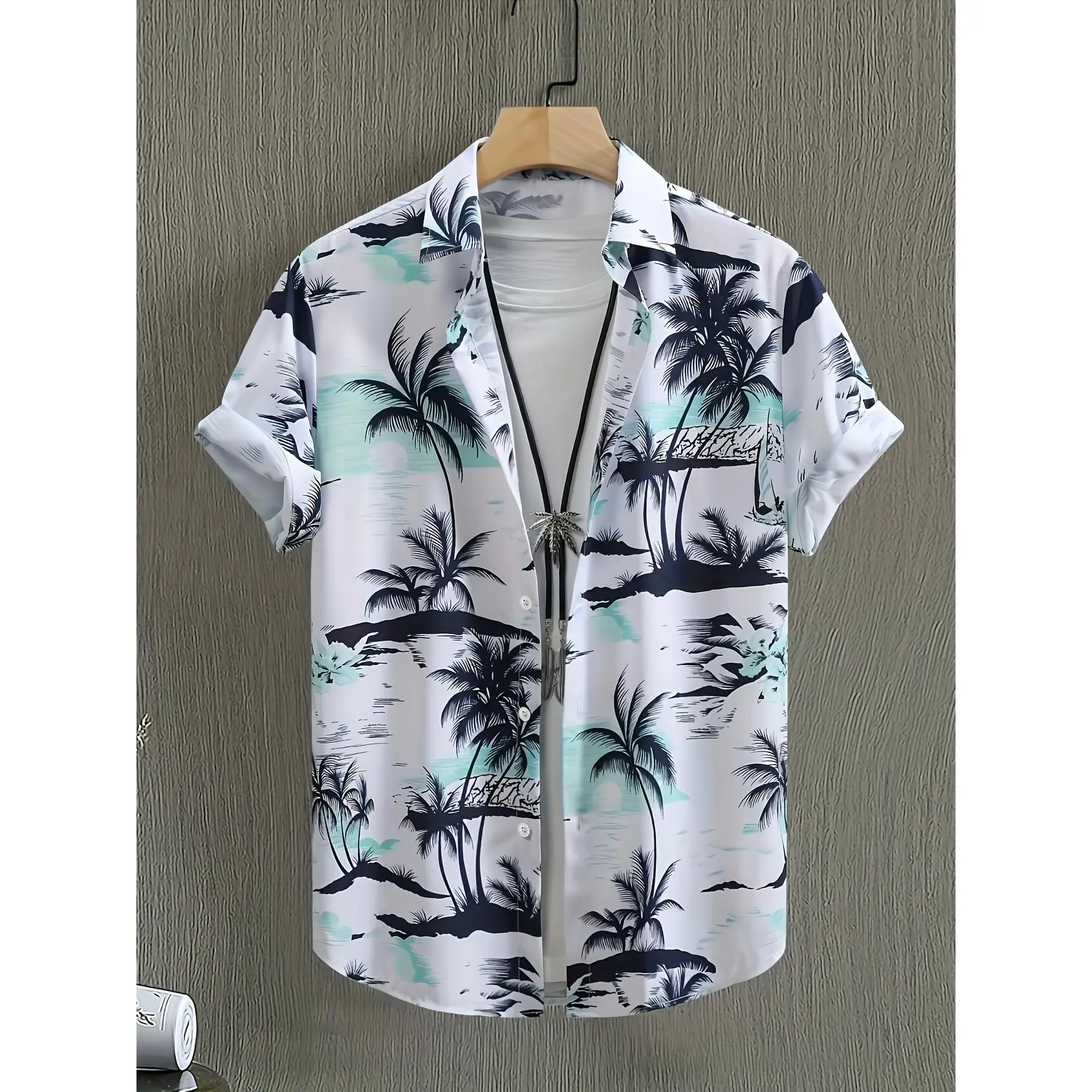 Men's Shirt with Tropical Print Pattern