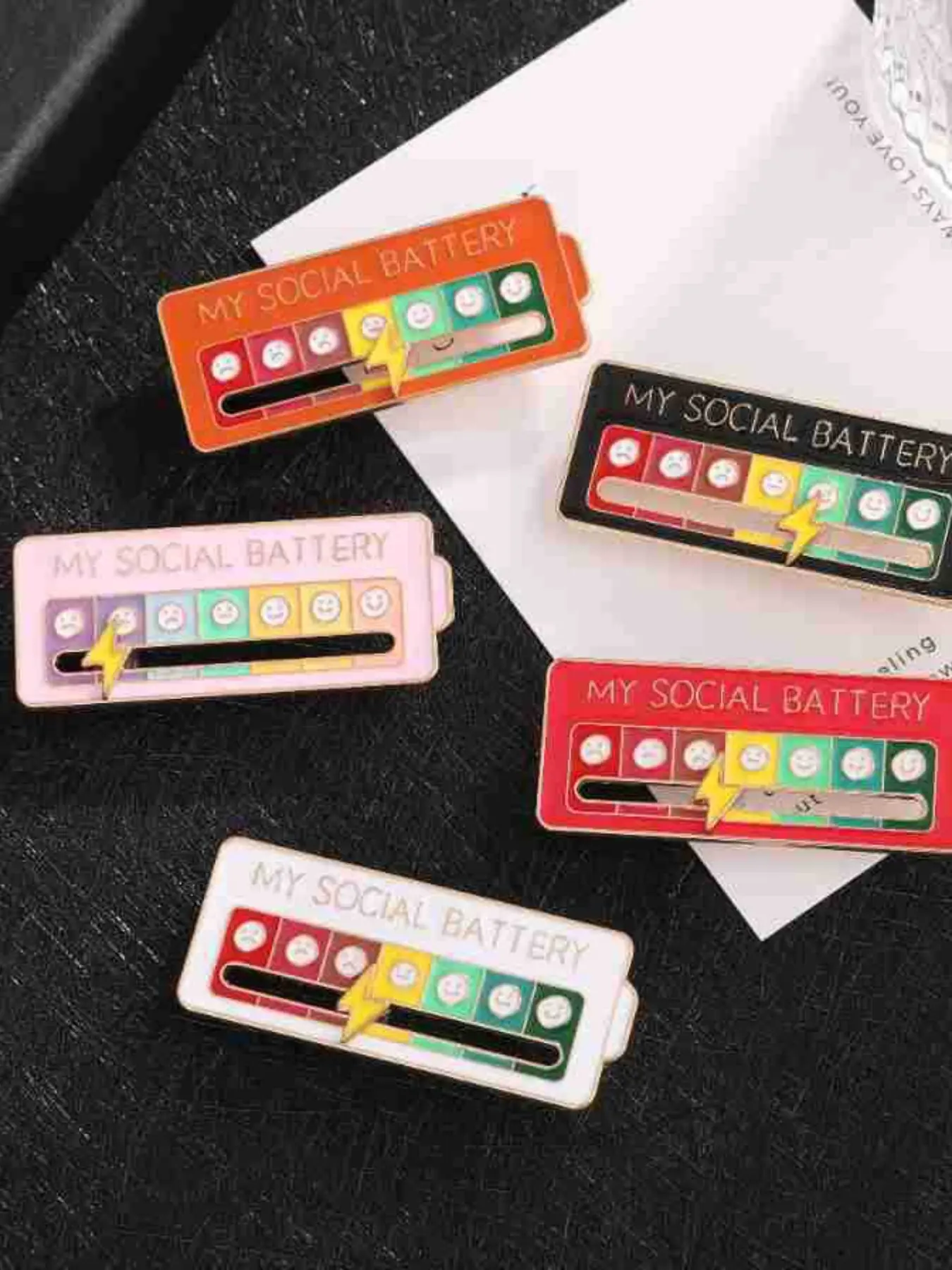 10-Pack Emotion Converter Energy Brooches, Perfect for Social Events, Slide Display Social Battery Badge, Ideal for Daily Wear