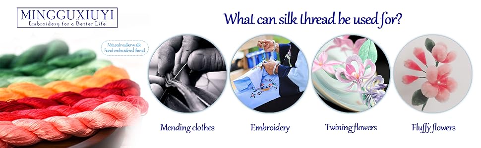 Natural 100% Silk, Embroidery Silk Floss 8 Colors 110m Each (71)